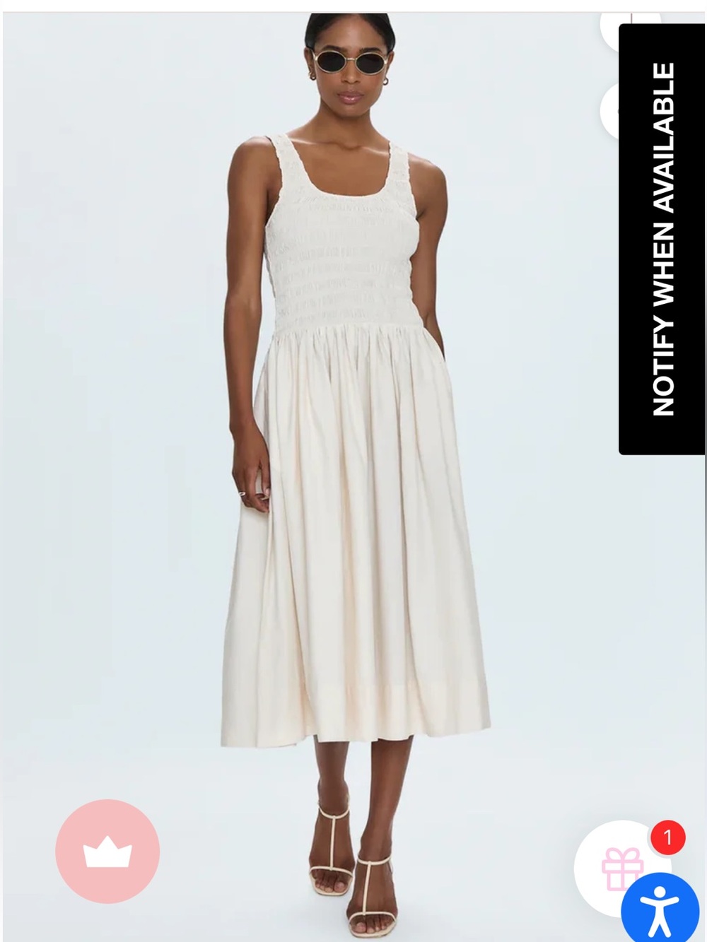 Pistola Alessia Smocked Tank Midi Dress in Shell Women’s Small Resort Neutral